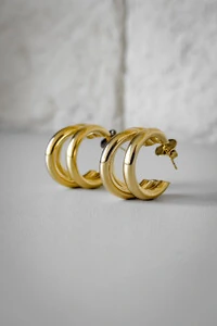 Brinco Argola Tripla | Banho de Ouro 18k | Impactante