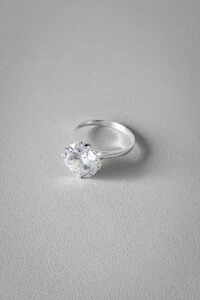 Anel Solitário Pedra 12mm | Prata 925 | Clássico