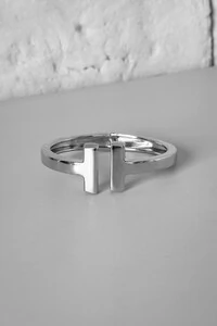 Bracelete T Aberto | Banho Ródio | Inspiração