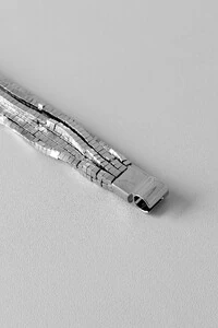 Pulseira Fios Malha Cubinhos | Banho de Ródio | Moderna