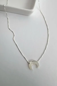 Colar Meia Lua 45 cm | Prata 925 | Madrepérola