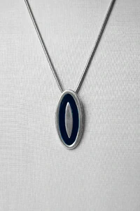 Colar Olho Abstrato Azul | Banho Prata 925 | 80 cm