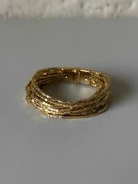 Pulseira Fios Malha Cubinhos | Banho de Ouro 18k | Moderna