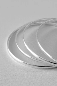 Kit 4 Pulseiras de Argola Fio Liso 3mm | Prata 925 | Mix Moderno