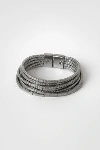 Pulseira Fios Malha Cubinhos | Banho de Ródio | Moderna