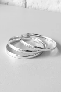 Kit 3 Pulseiras de Argola Fio Liso 6mm | Prata 925 | Luxo Essencial