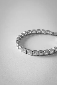 Pulseira Zircônia Branca | Banho de Ródio | Elegante