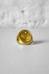 Anel Coração Prateado | Banho Ouro 18k