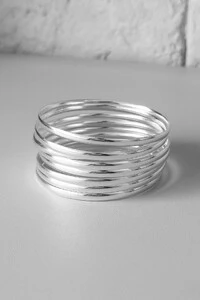 Kit 8 Pulseiras de Argola Fio Liso 4mm | Prata 925 | Mix Impacto