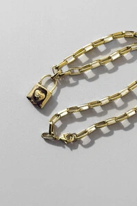 Colar Cadeado | Banho de Ouro 18k | Corrente Paper Clip