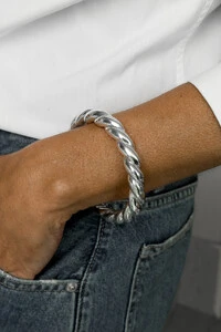 Bracelete Trança Inflada | Prata 925 | Eletroformação