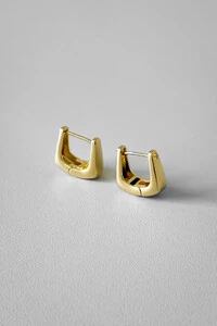 Brinco Argola Quadrada Lisa | Banho Ouro 18k | Moderno