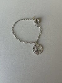 Pulseira Medalha São Bento Banho de Ródio