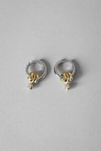 Brinco Argola Pingentes | Banho Ouro 18k e Ródio | Moderno