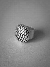 Anel Redondo Escamas Ajustável | Banho de Prata 925