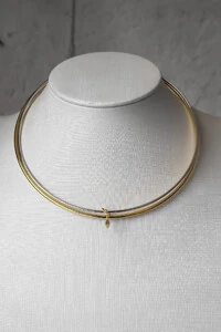 Colar Choker Duplo Pingente | Banho Ouro 18k e Ródio | Moderno