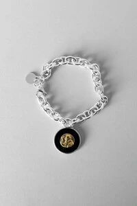 Pulseira Elo | Banho de Prata | Pingente Medalha