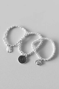 Trio de Pulseiras Mar | Banho Prata 925