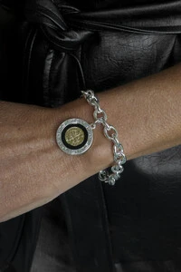 Pulseira Elo | Banho de Prata | Pingente Medalha
