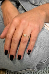 Anel Duo Quadrado Cravejado | Banho Ouro 18k | Moderno