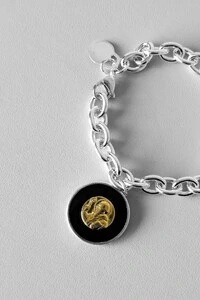 Pulseira Elo | Banho de Prata | Pingente Medalha