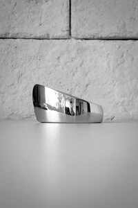 Bracelete Largo Esculpido | Banho de Ródio | Moderno