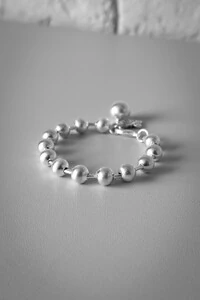 Pulseira Esferas Escovadas | Banho de Prata 925 | Minimalista