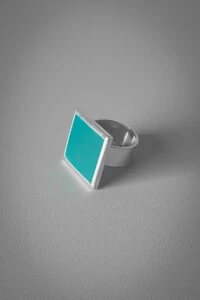 Anel Quadrado Turquesa | Banho de Prata 925 | Colorido