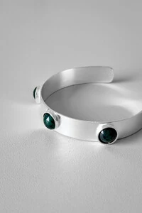 Bracelete Pedras Verdes | Banho Prata 925 | Ajustável