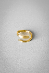 Anel Fio Twist Irregular Ajustável | Banho Ouro 18k | Moderno