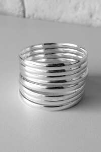 Kit 8 Pulseiras de Argola Fio Liso 6mm | Prata 925 | Mix Absoluto