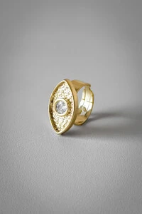 Anel Olho Ajustável | Banho de Ouro 18k | Sofisticado