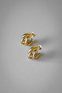 Brinco Argola Tripla | Banho de Ouro 18k | Impactante