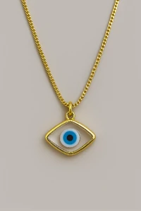 Colar Olho Grego Losango Transparente | Banho de Ouro 18k | Amuleto