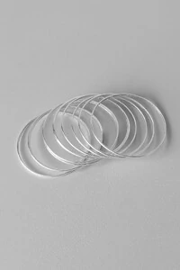 Kit 10 Pulseiras de Argola Fio Liso 2mm | Prata 925 | Mix Impacto