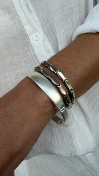Pulseira Elástica Peixinhos Banho de Prata