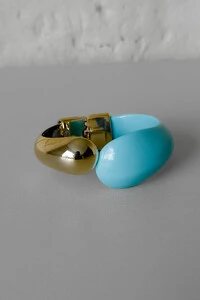 Bracelete Duo | Banho de Ouro 18k | Esmalte Azul Turquesa