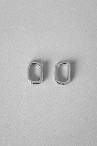 Brinco Retângulo Cravejado | Banho de Ródio | Minimalista