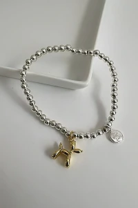 Pulseira Bolinhas Dog Dourado | Banho Prata 925