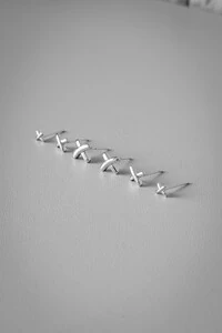 Trio de Brincos X | Banho de Ródio | Minimalista