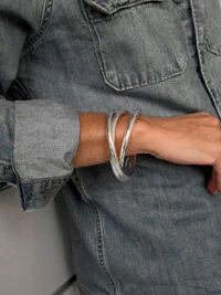 Pulseira Tripla Lisa Entrelaçada | Banho de Prata 925 | Moderna