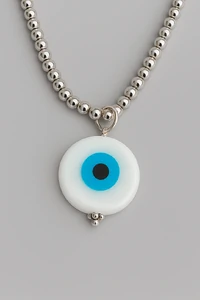 Pingente Olho Grego Madrepérola Grande | Prata 925 | Amuleto