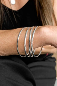 Kit 4 Pulseiras de Argola Fio Liso 3mm | Prata 925 | Mix Moderno