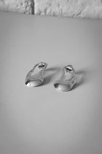 Brinco Vazado Orgânico | Banho de Ródio | Moderno