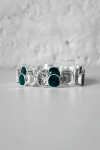 Pulseira Cubos Orgânicos Verde | Banho Prata 925 | Ajustável