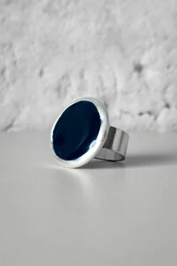 Anel Redondo Azul | Banho Prata 925 | Ajustável