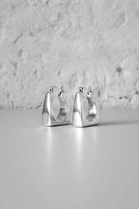 Brinco Argola Quadrada Orgânica | Prata 925 | Moderno