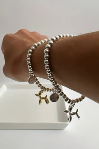 Pulseira Bolinhas Dog Dourado | Banho Prata 925