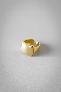Anel Quadrado Liso Ajustável | Banho Ouro 18k | Minimalista