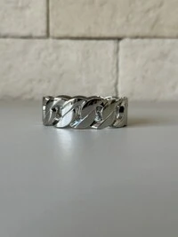 Bracelete Rígido Banda Ondas Entrelaçadas Banho de Ródio